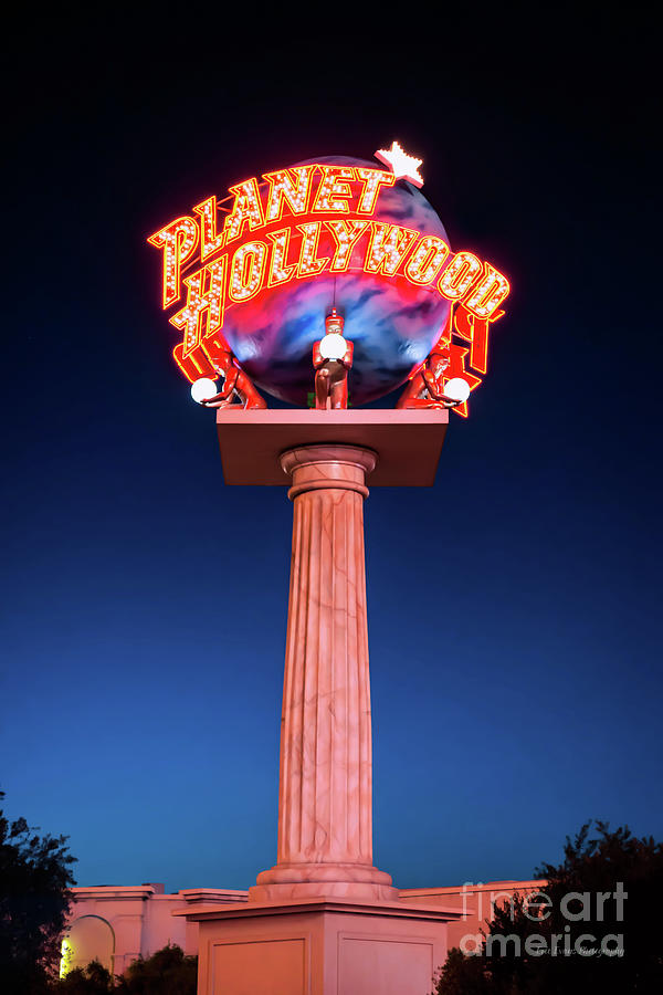 Planet Hollywood Globe Sign at Dusk Photograph by Aloha Art