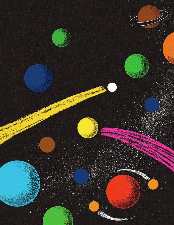 Science Fiction Drawing - Planets in Outer Space by CSA Images