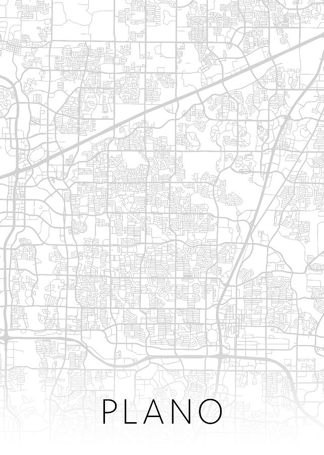 Plano Mixed Media - Plano Texas City Map Black and White Street Series by Design Turnpike