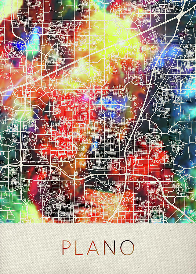 Plano Mixed Media - Plano Texas Watercolor City Street Map by Design Turnpike