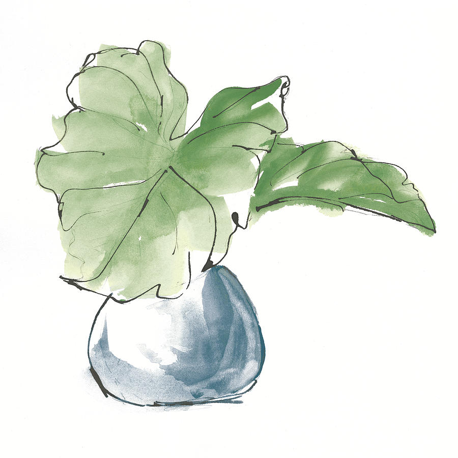 Bowl Painting - Plant Big Leaf I Dark Green by Chris Paschke