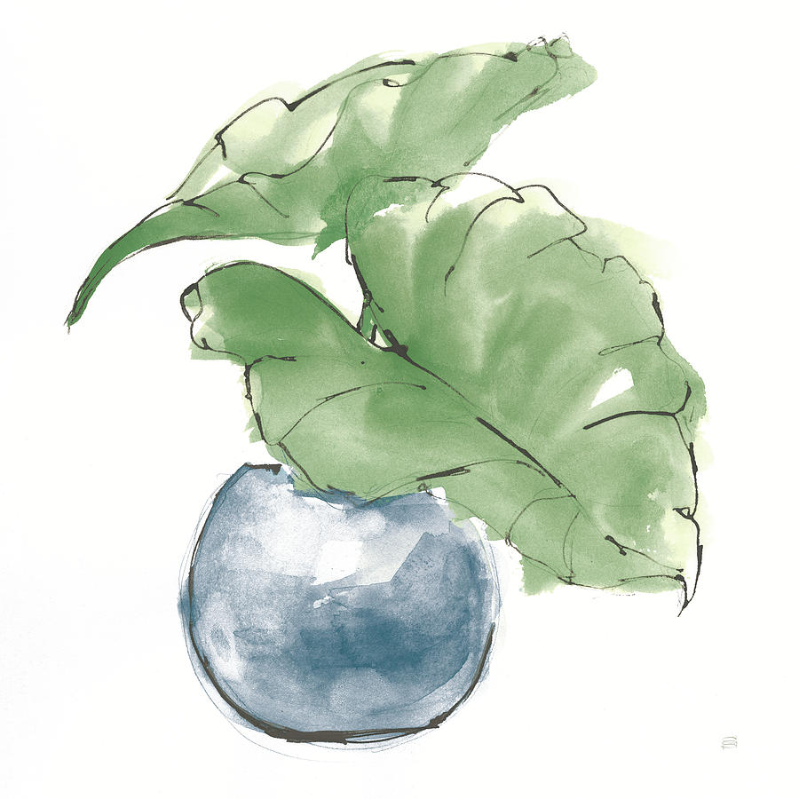 Bowl Painting - Plant Big Leaf IIi Dark Green by Chris Paschke