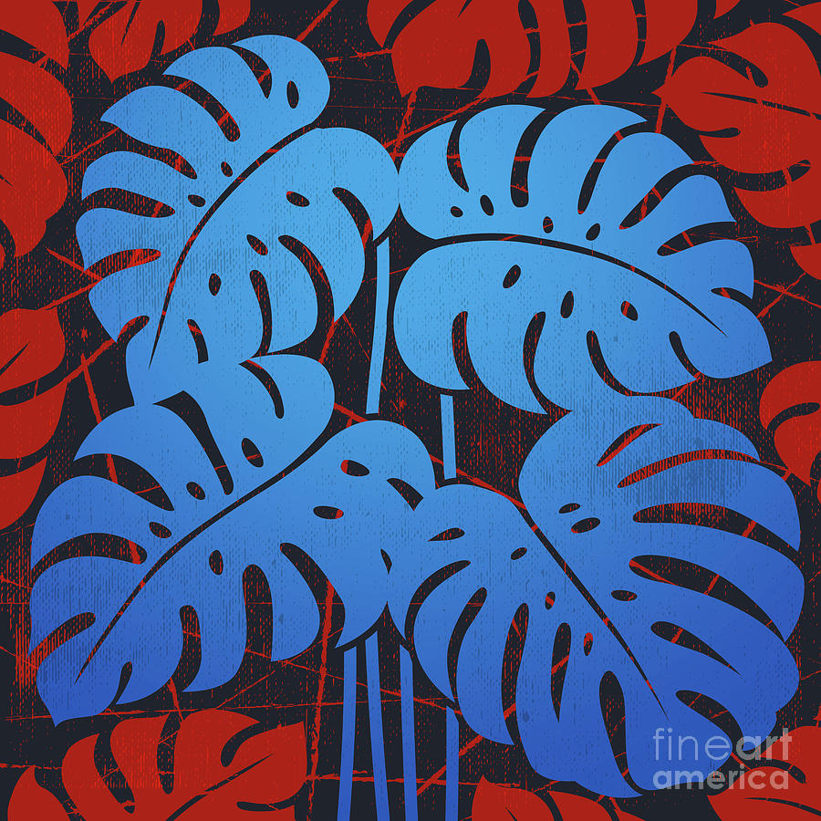 Plants - Philodendron#2_blue Digital Art