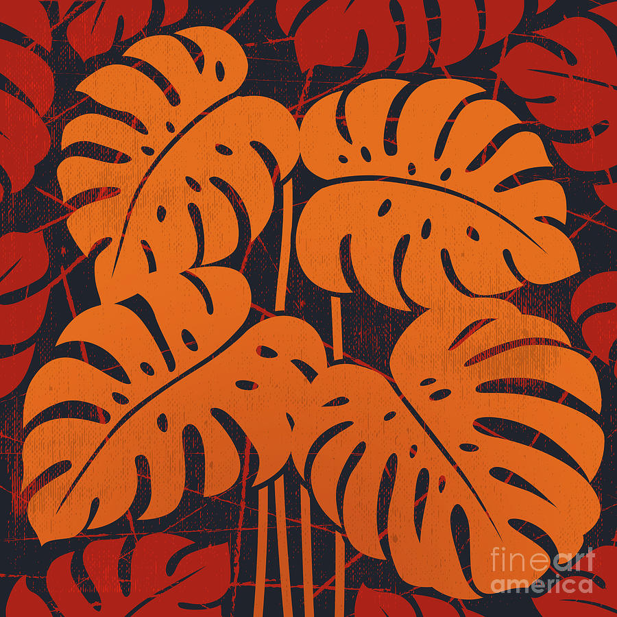 Plants - Philodendron#2_orange Digital Art