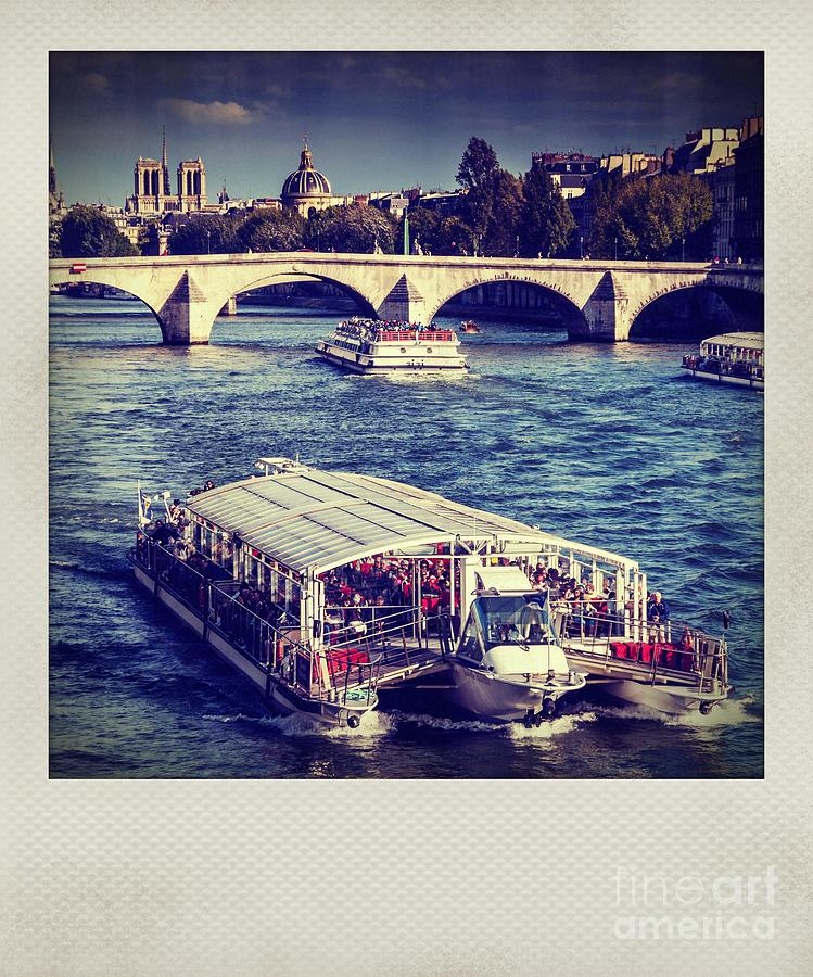 Paris Photograph - Plaroid effect. Riverboat under le Pont Royal. Paris. France. Europe by Bernard Jaubert