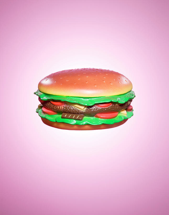 Plastic Burger On Pink Background Photograph by Rowan Fee Plastic Burger On Pink Background Photograph by Rowan Fee