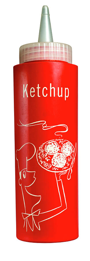 Vintage Drawing - Plastic Ketchup Bottle by CSA Images