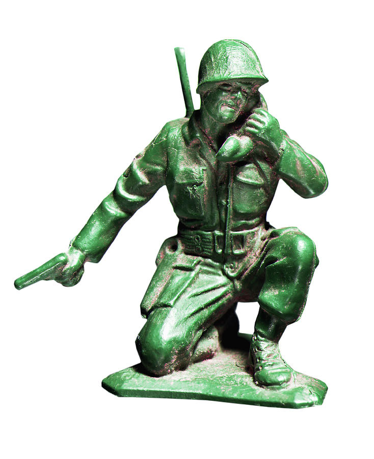 Vintage Drawing - Plastic Toy Soldier Kneeling on One Knee by CSA Images