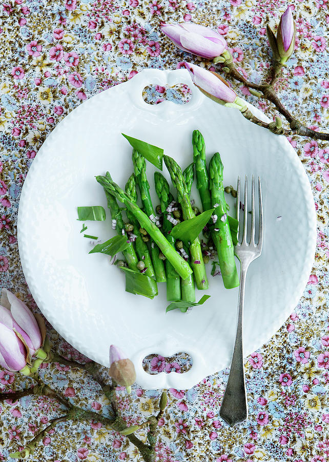 Plate Of Asparagus Photograph by Line Klein