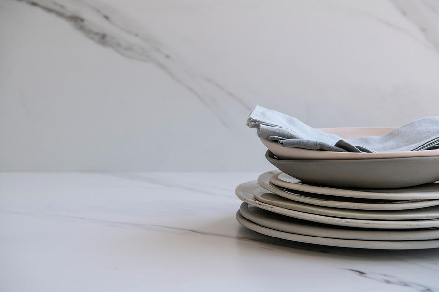Plate Stack On Marble Photograph by Adel Ferreira Photography