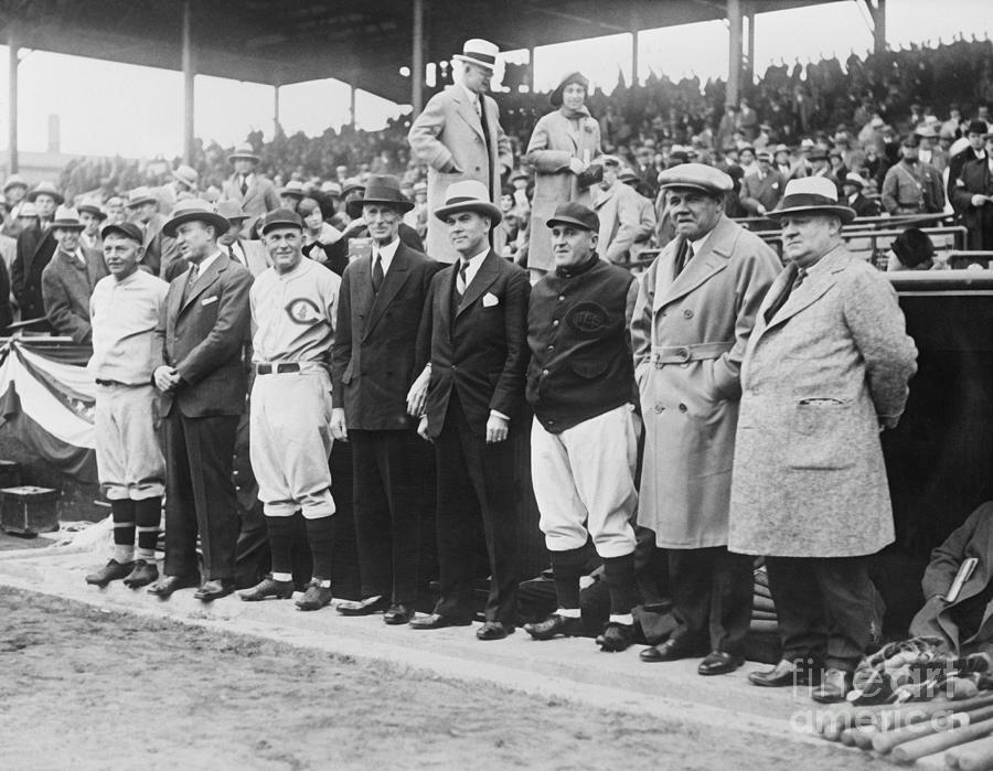 Players Standing In Line B Ruth T Cobb Photograph by Bettmann