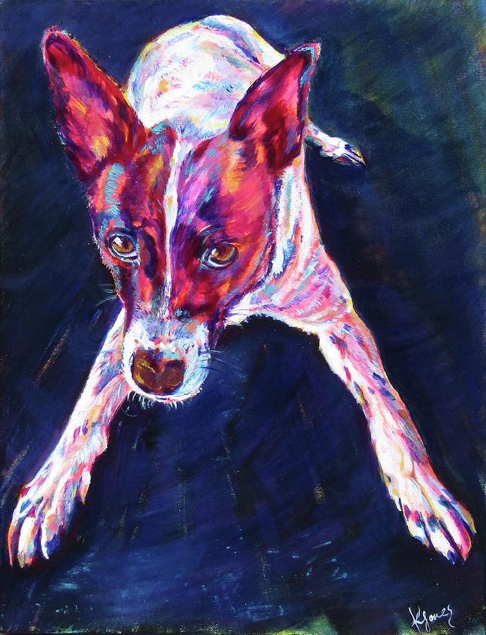 Playful dog Painting by Karin McCombe Jones