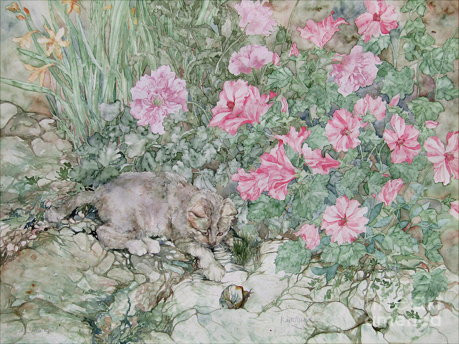 Playful Kitten Painting by Kim Tran