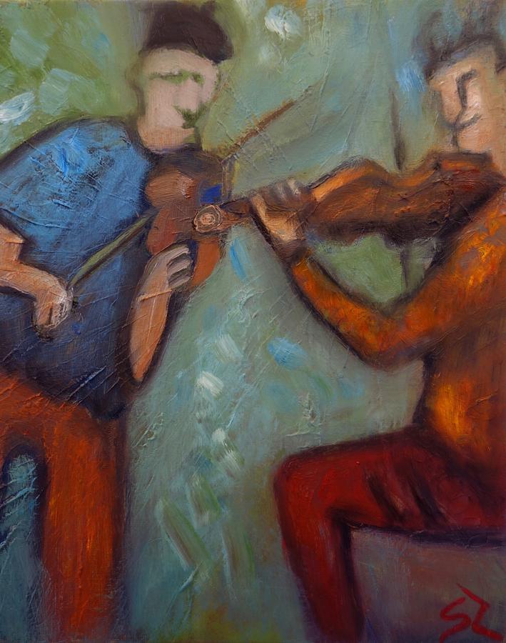 Playin those green tunes Painting by Suzy Norris
