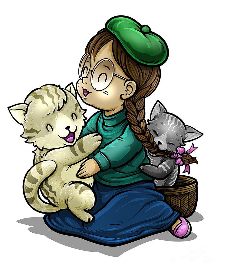 Cat Digital Art - Playing and cuddling with cats #1 by Mister Tee
