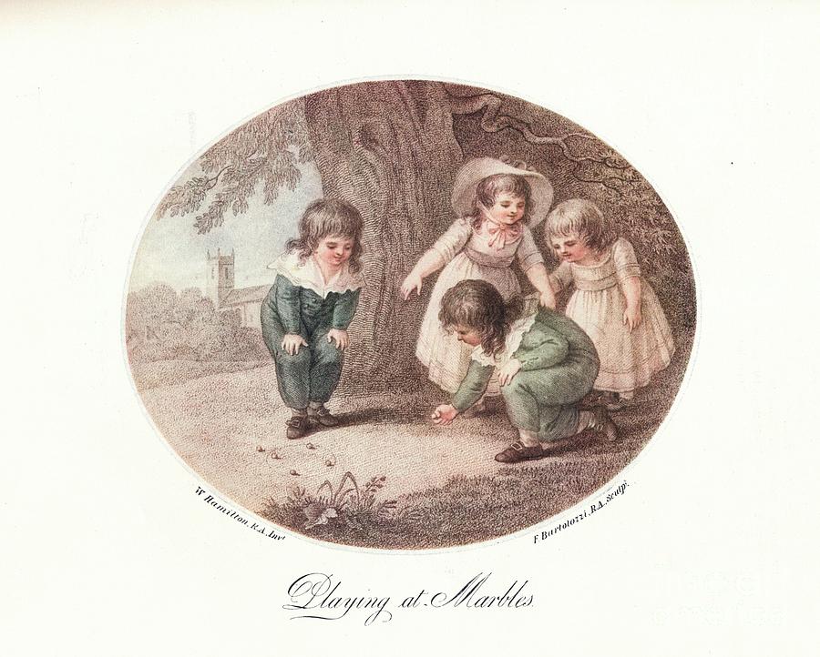 Playing At Marbles, 1906. Artist Drawing by Print Collector