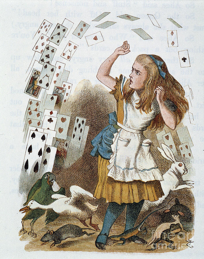 Playing Cards - In “the Nursery “” Alice In Wonderland”” By Lewis Carroll, Illustration By John Tenniel Drawing by John Tenniel