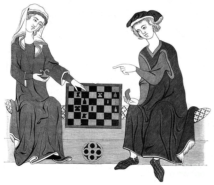 Playing Chess, 13th Century 1849 Drawing by Print Collector