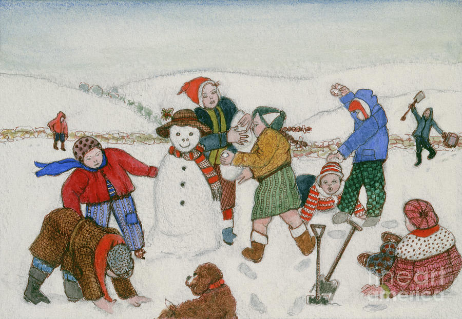 Playing In The Snow Painting by Gillian Lawson