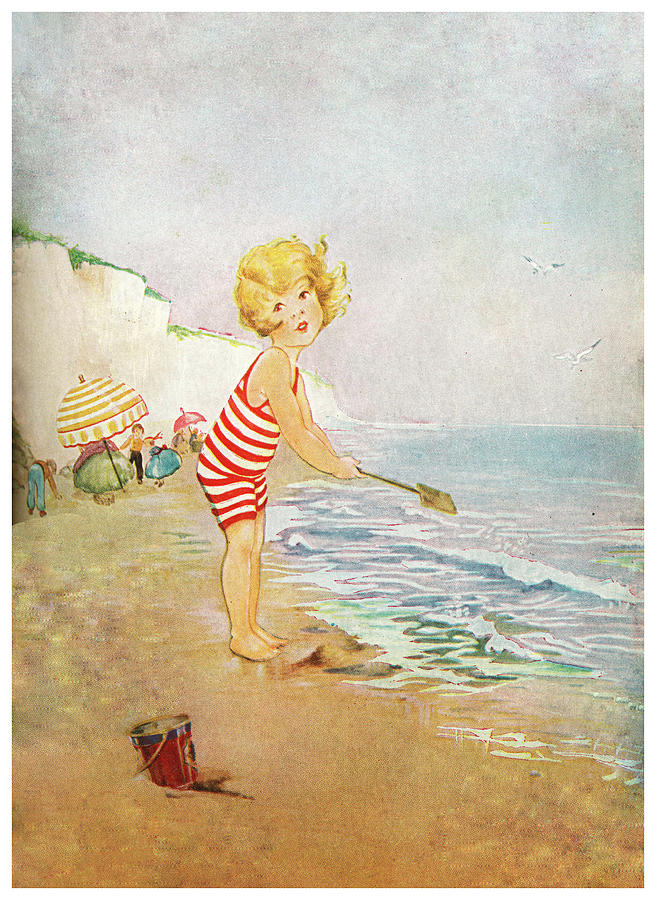 Playing on the Beach Painting by Eugenie Richards