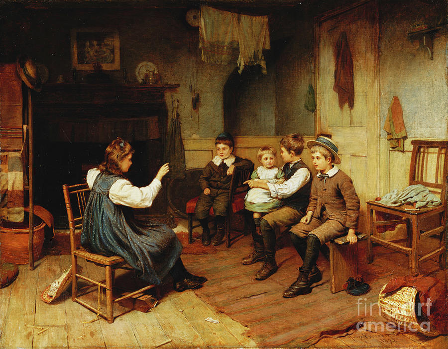 Harry Brooker Painting - Playing School, 1893 by Harry Brooker