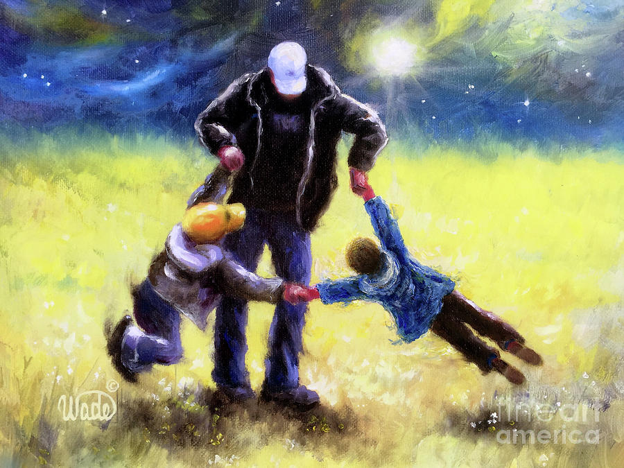 Playing With Dad Two Sons Painting by Vickie Wade