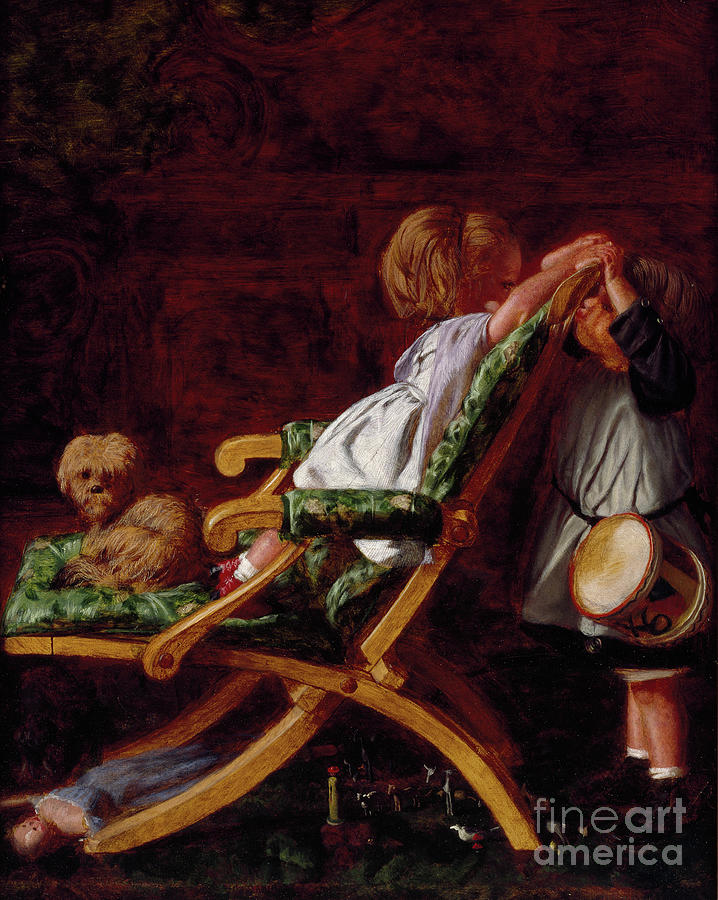 Playmates, 1866 Painting by Arthur Boyd Houghton