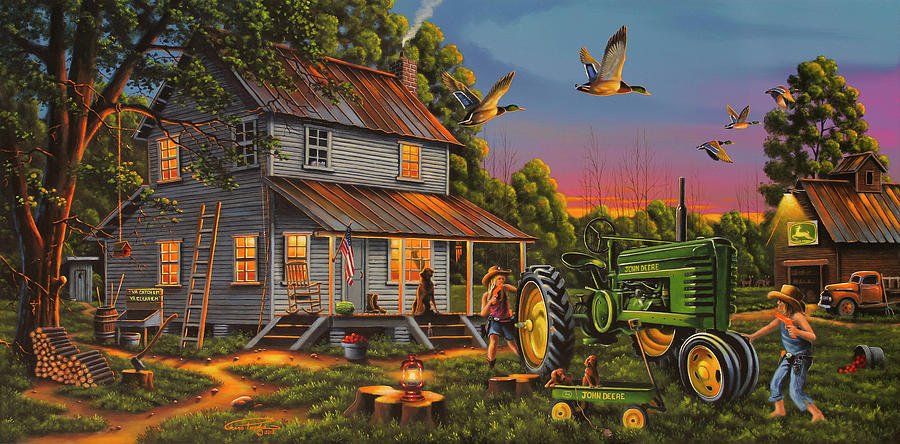 Duck Painting - Playtime On The Farm by Geno Peoples