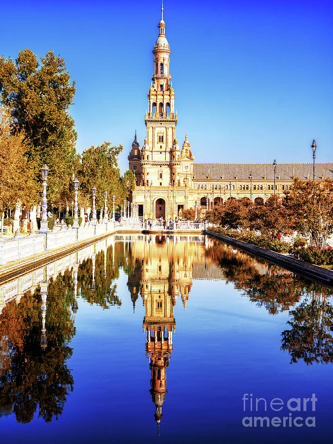 Plaza de Espana North Tower Reflection in Seville Photograph by John Rizzuto