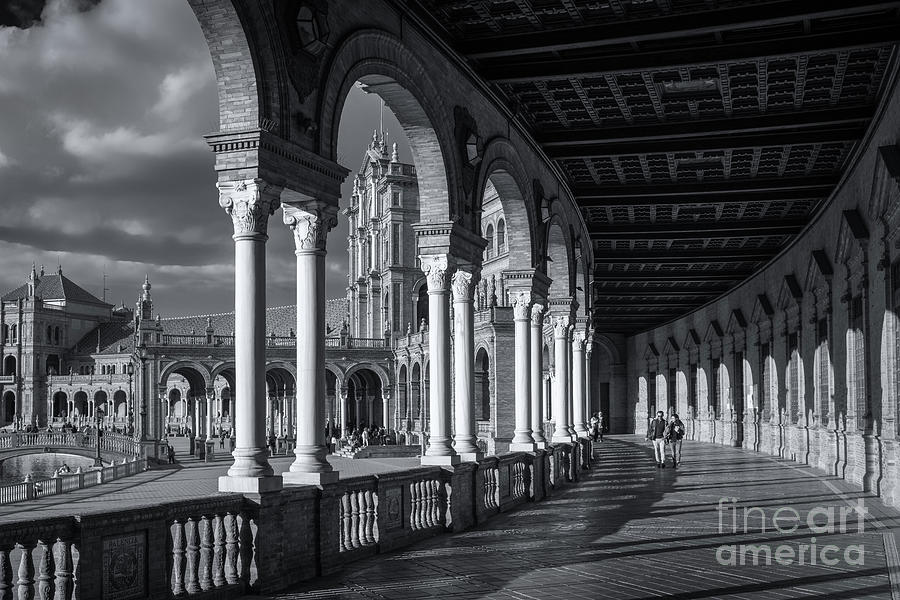 Plaza de Espana Seville, Monochrome Photograph by Philip Preston