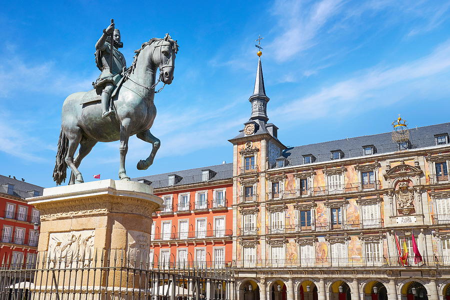 Plaza Mayor, Statue Of King Philip IIi Photograph by Jan Wlodarczyk ...