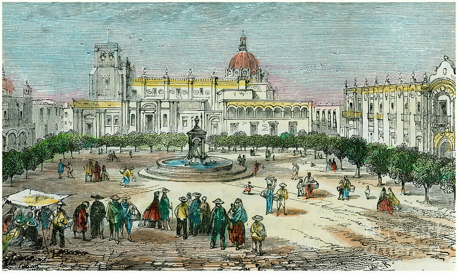 Plaza Of Guadalajara, In The State Drawing by Print Collector Pixels