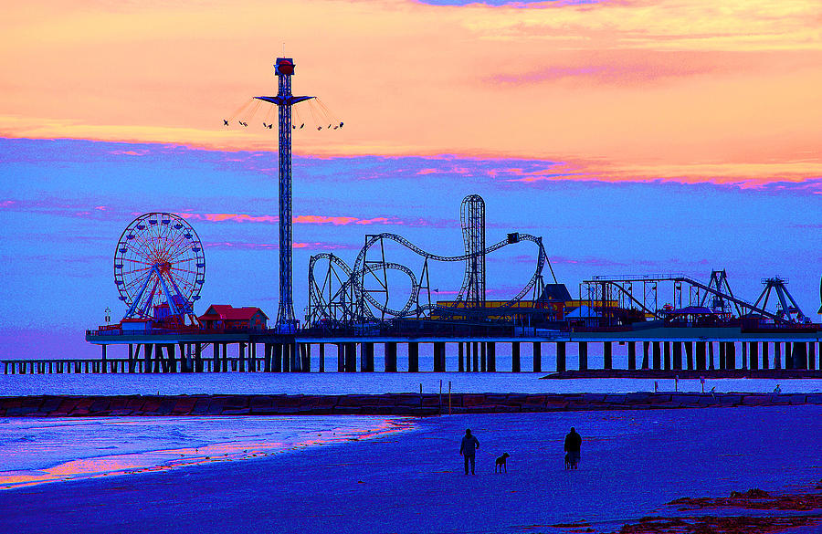 Pleasure Pier In Galveston, Texas Photograph By Donna Salter - Fine Art 