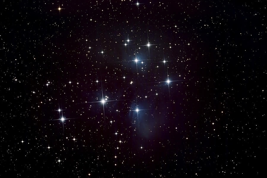 Pleiades Star Cluster And Nebula Photograph by Plefevre