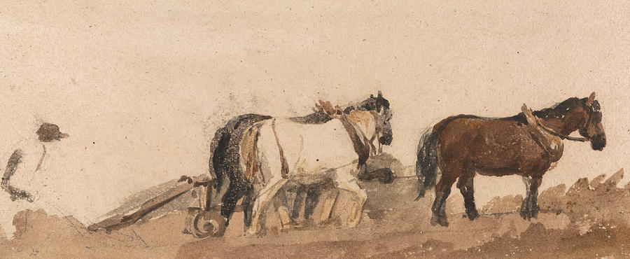 Plough Horses Drawing by Peter De Wint
