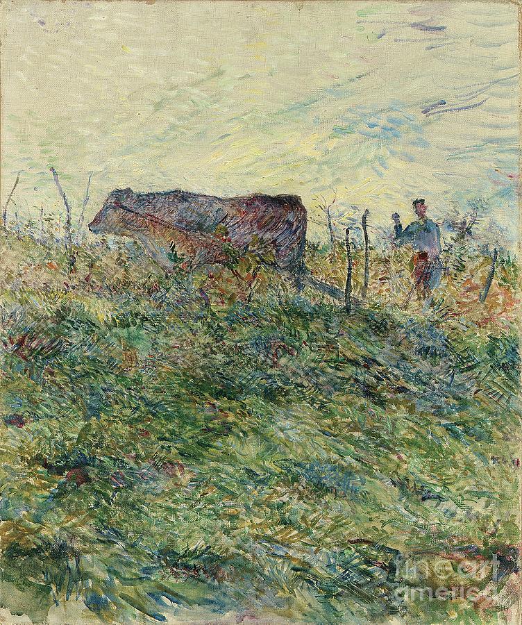 Ploughing In The Vineyard, 1883 Painting by Henri De Toulouse-lautrec