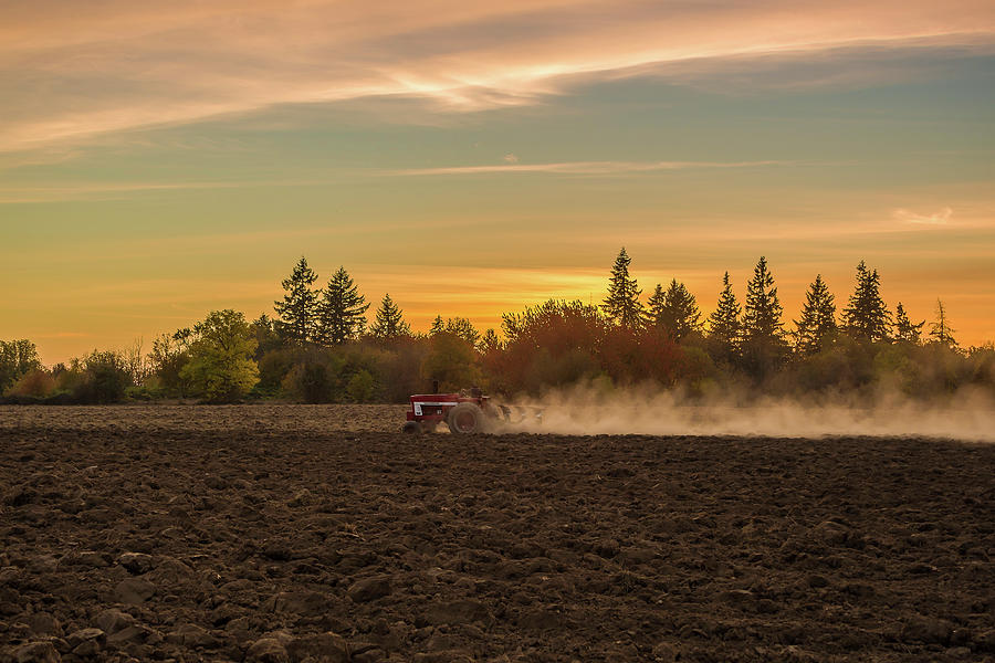 Plowing at sunset Photograph by Ulrich Burkhalter