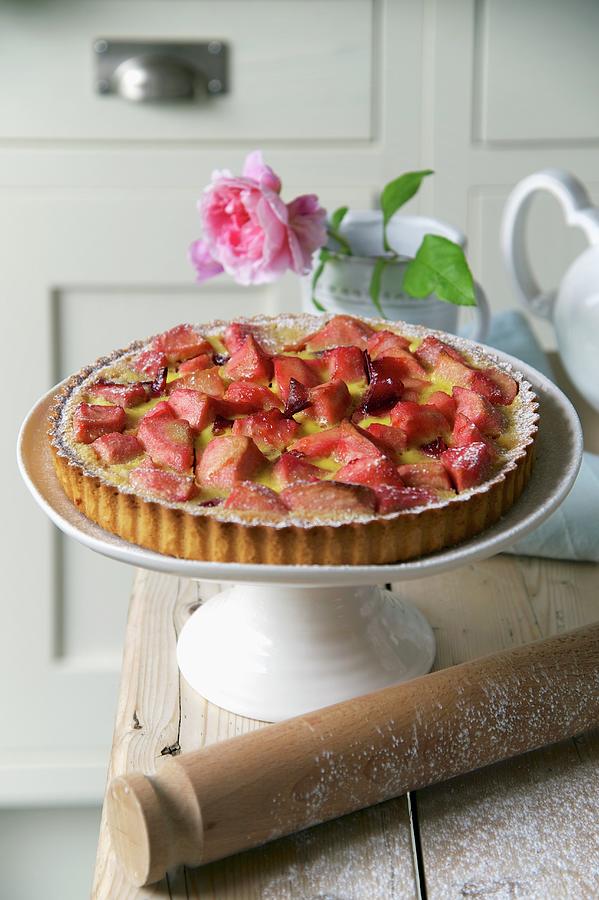 Plum And Apple Tart On A Cake Stand Photograph by Heinze, Winfried