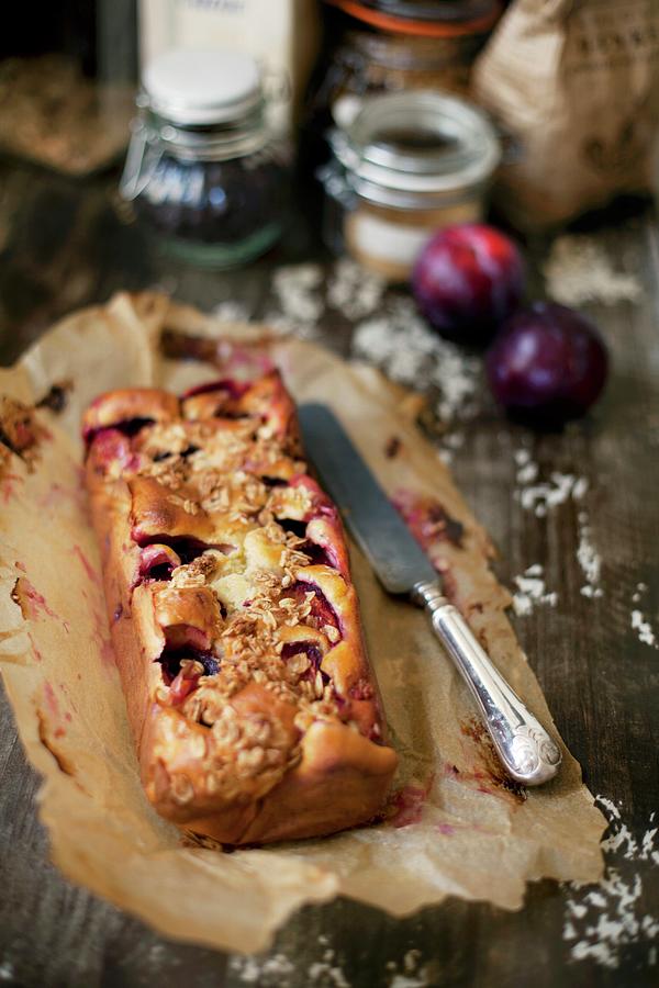 Plum And Oatmeal Quatre-quarts Cake Photograph by Rossi