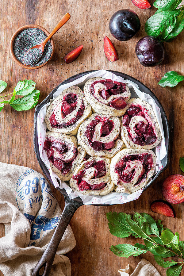 Plum And Poppy Seed Buns Before Baking Photograph by Irina Meliukh