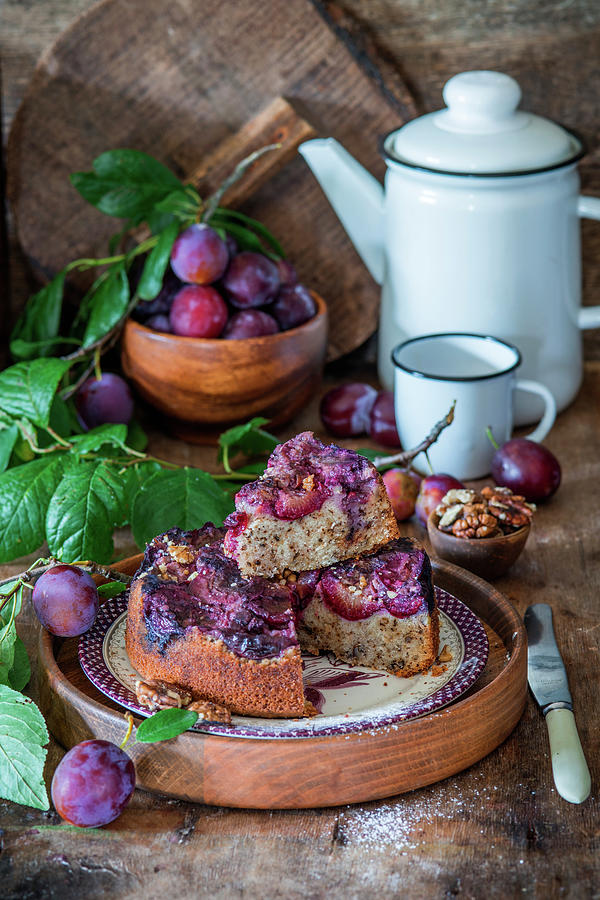 Plum Cake With Walnut Photograph by Irina Meliukh