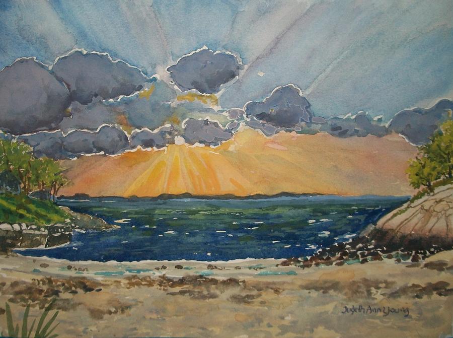 Plum Cove Sunset 1 Painting by Judith Young