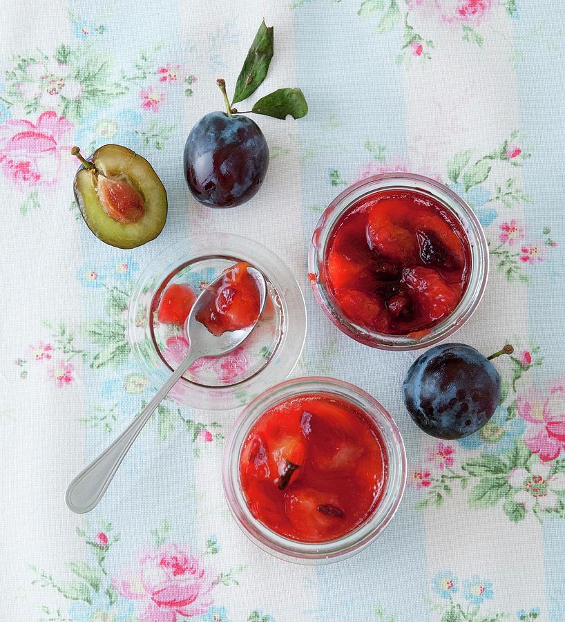 Plum Jam And Plum Compote Photograph by Udo Einenkel