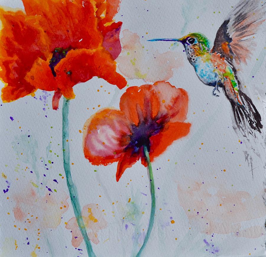 Plumage And Poppies Painting by Beverley Harper Tinsley