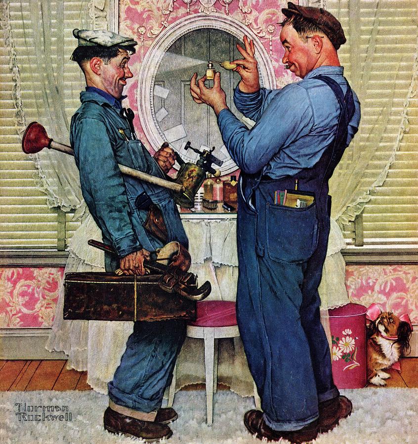 plumbers Painting by Norman Rockwell