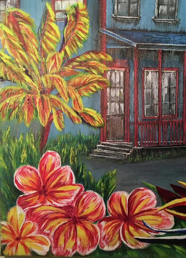Plumeria of Pahoa Town Painting by Michael Silbaugh