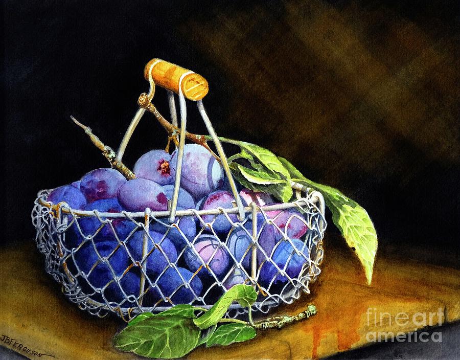 Plums Painting by Jeanette Ferguson