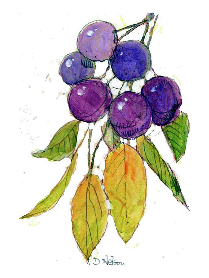 Plums Painting by Dan Nelson