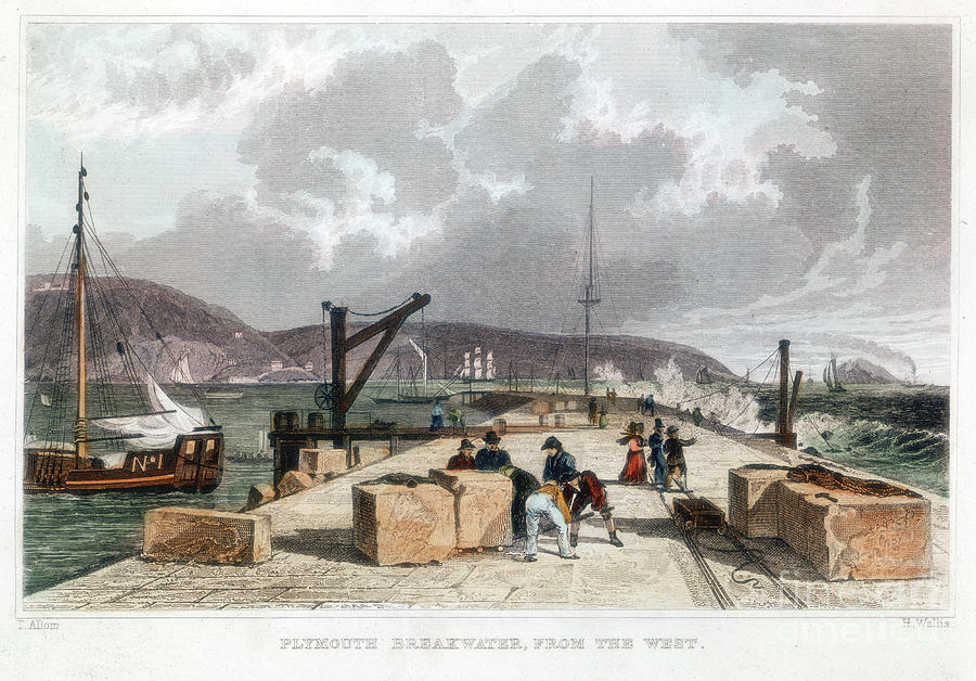 Plymouth Breakwater From The West Drawing by Print Collector