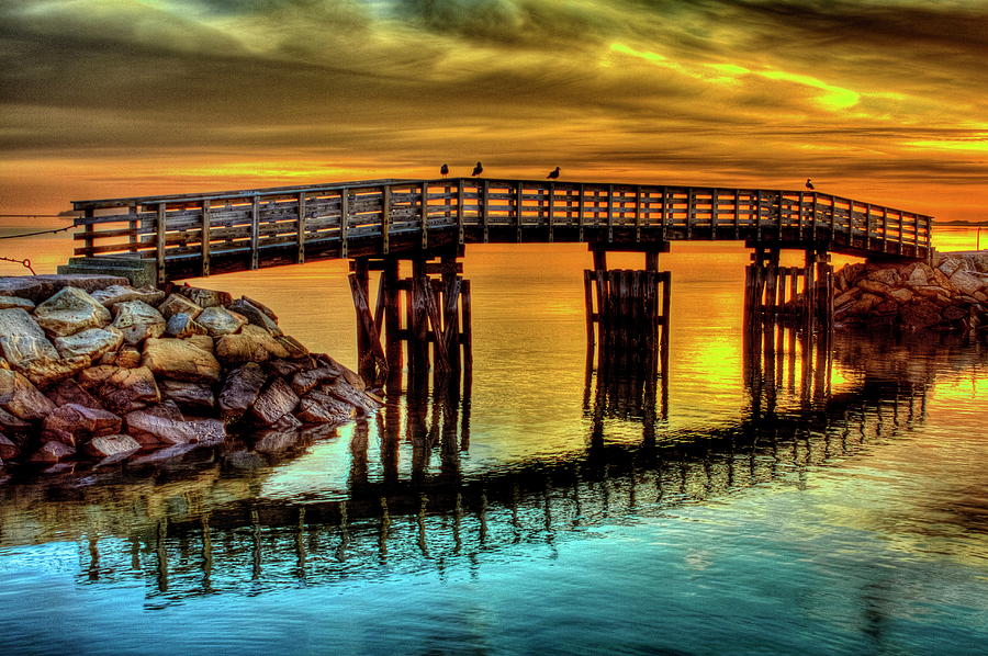 Hdr Photograph - Plymouth Harbor Jetty by Jack Costello